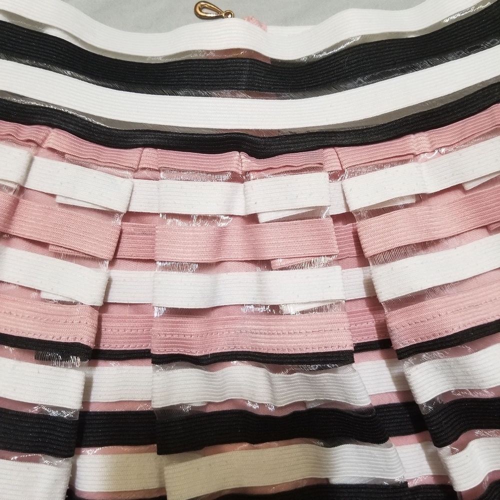 **CLEARANCE** Black, White, and Pink Pleated Skirt - Picture 3 of 8